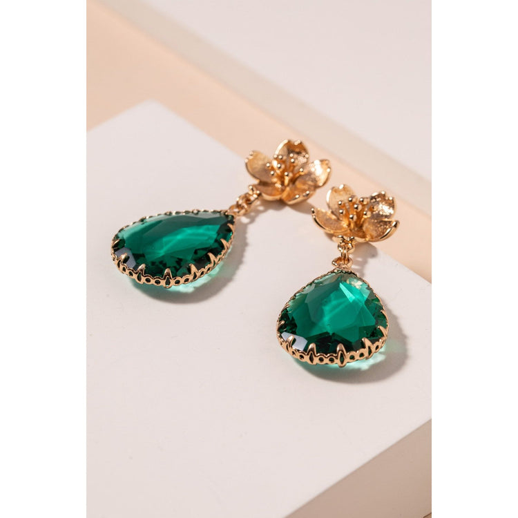 Floral Emerald Stone Earrings