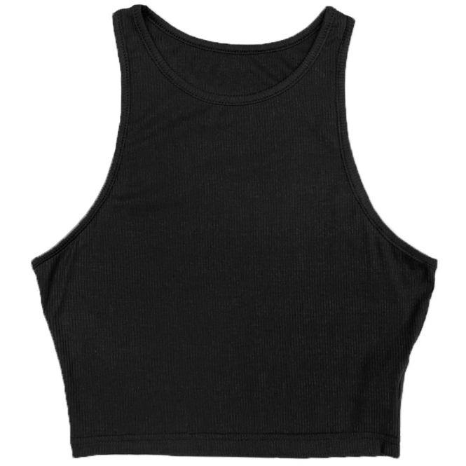 Black Ribbed Crop Top