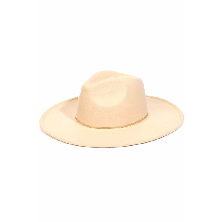 Gold Chain Ivory Flat Brim Hat