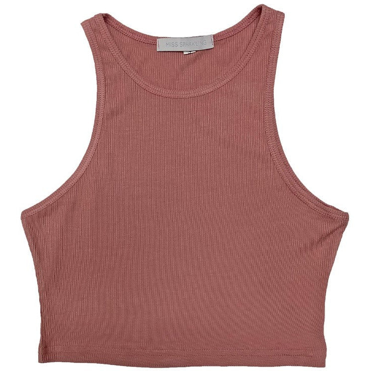 Pink Ribbed Crop Top