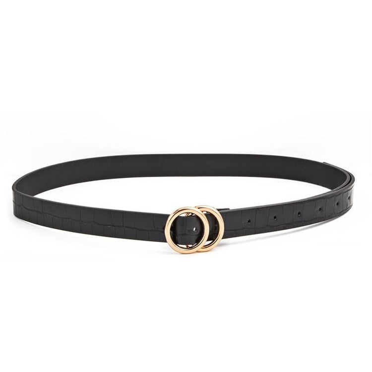 Black Double Circle Skinny Belt
