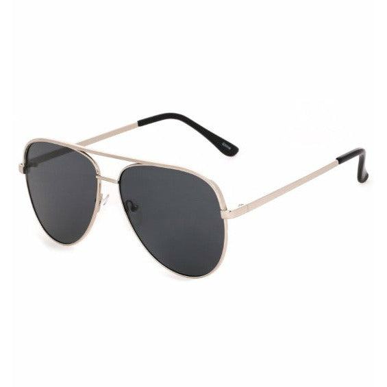 Oversized Aviator Sunglasses (Black Silver)